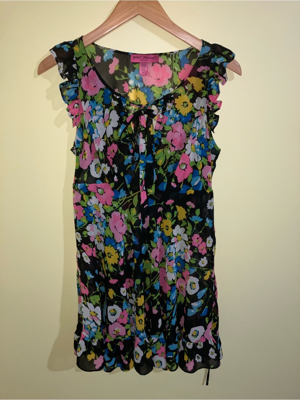 Betsey Johnson intimates Y2K sheer slip dress lingerie sz M medium romantic